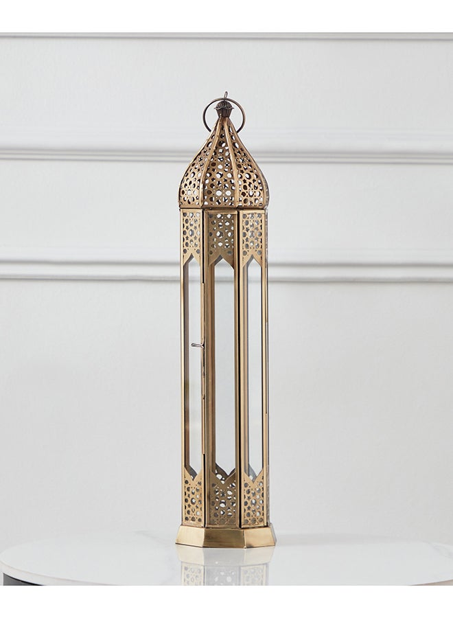 Home Box Isaba Antique Metal Cutwork Lantern - 9x9x48 cm - Image 2